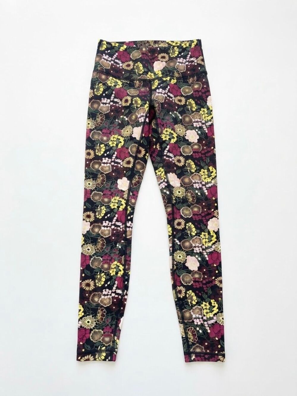 Lululemon Wunder Under High Rise Leggings Size 4 Black Floral Multi Print Workou